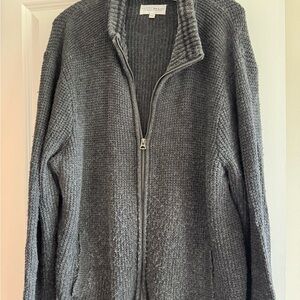 Lucky Brand Men’s Gray Zip Up Sweater with Ribbed Texture Size XXL